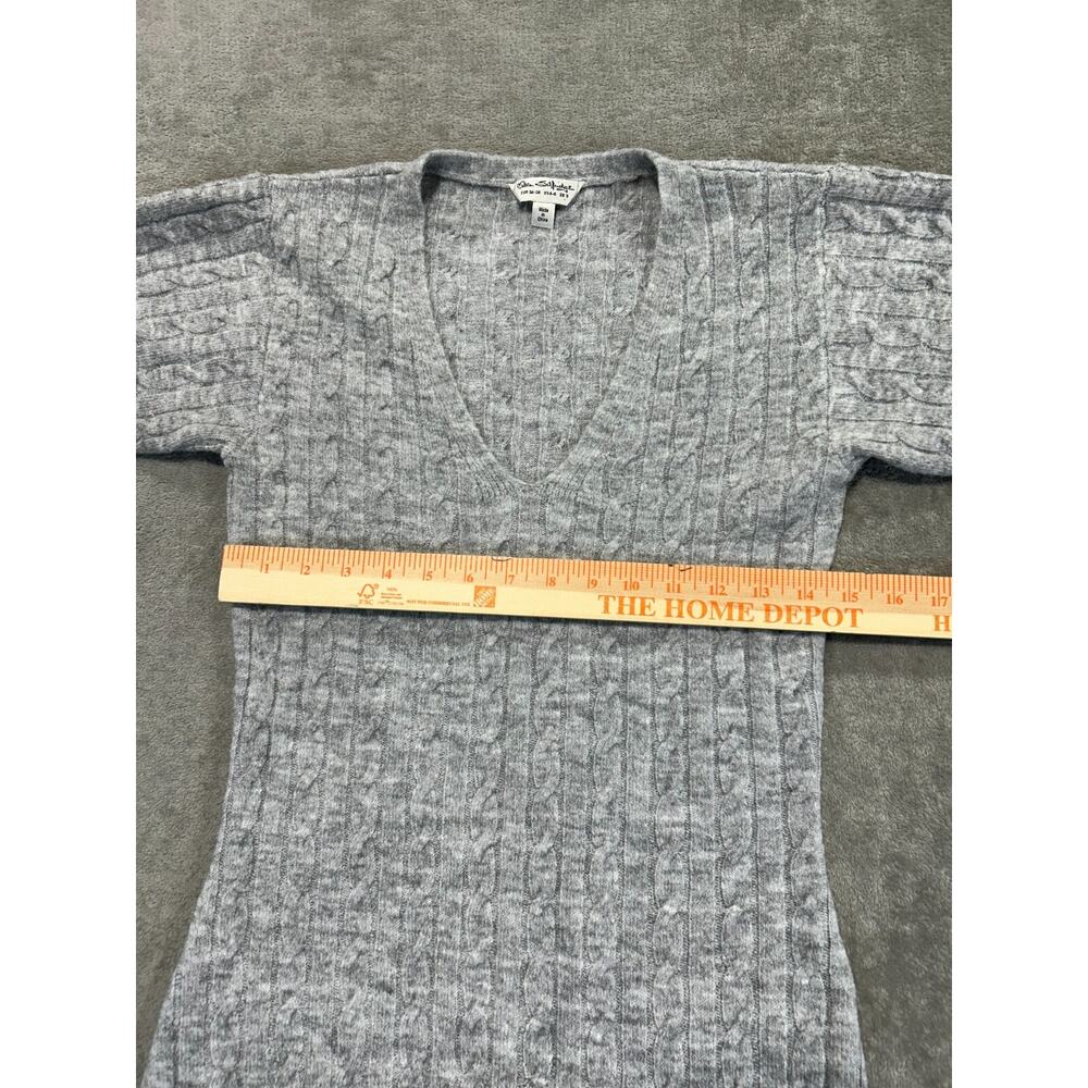 miss selfridge cable v neck fitted sweater midi dress pale gray heather size 4-6 - Picture 6 of 11